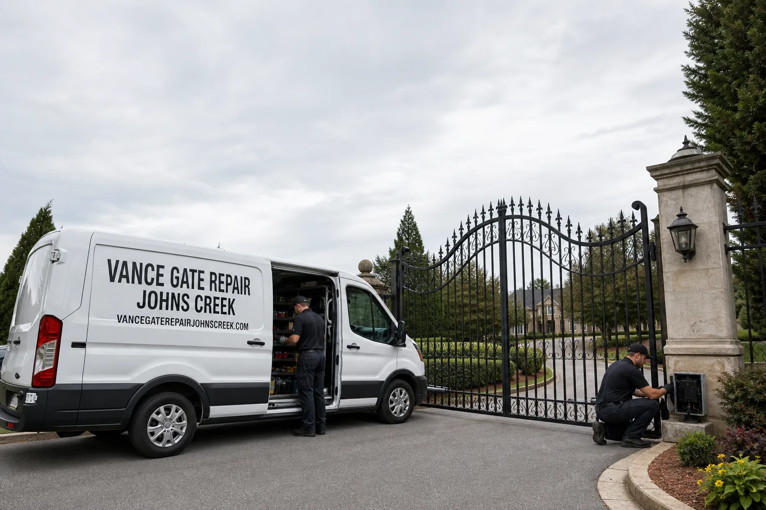 Vance Gate Repair Johns Creek gate repair service vehicle and crew in Johns Creek, GA